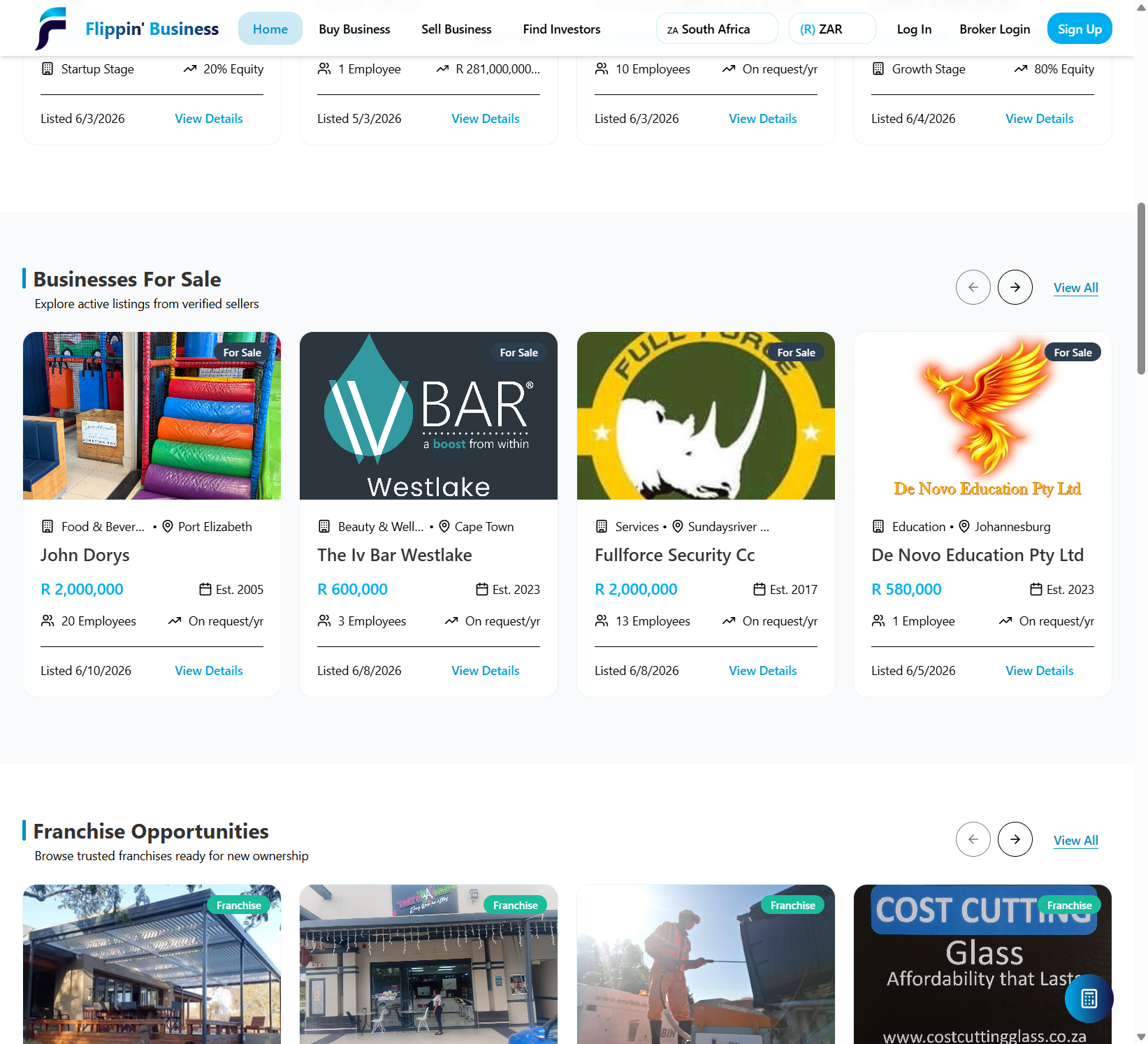 Flippin' Business, live verified listings