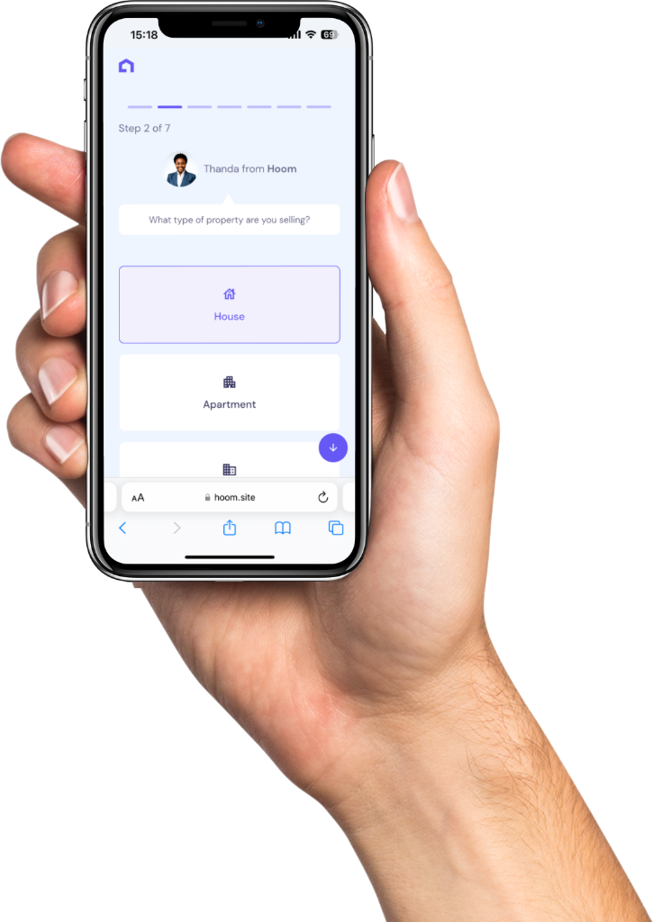 Hoom app in hand, guided property listing